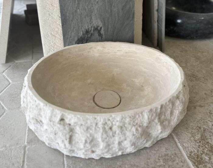 Vasque ronde pierre naturelle Travertin