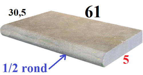 Margelle 61x33cm épaisseur 5cm et 1-2 rond