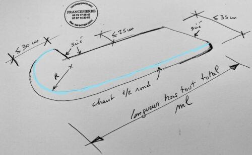 Semelle escalier avec 1 coté arrondi