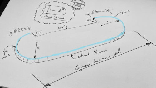 Semelle escalier avec 2 côtés arrondi