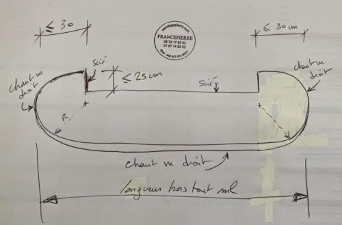 Semelle pierre avec 2 côtés arrondis