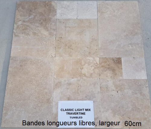 Travertin Classic Light Mix EN BANDES LONGUEURS LIBRES LARGEUR 60cm