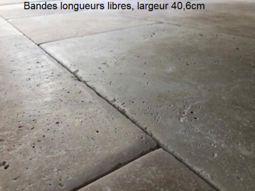 Travertin en bandes longueurs libres, largeur 40,6cm Bombé Patiné