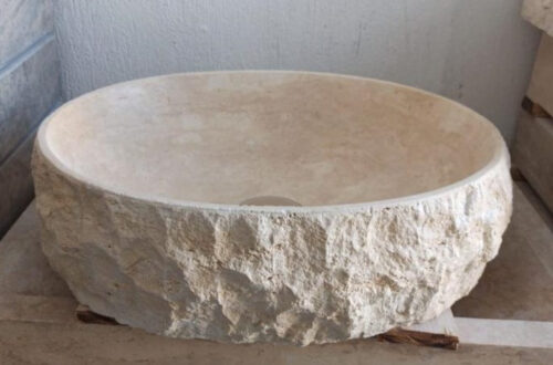 Vasque massive ronde face éclatée