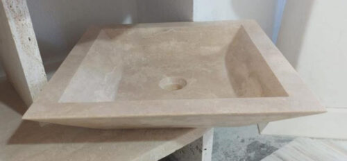 vasque plate travertin