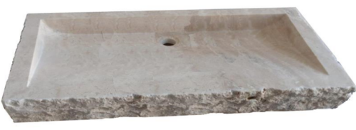 VASQUE SUD-EST SIMPLE TRAVERTIN CLAIR sans trou robinetterie 180 x 45 x 12cm
