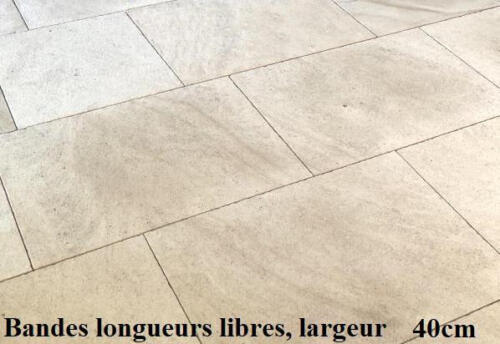 MAUVY CLAIR clair nuancé Sablé Brossé arêtes légèrement ébréchées Bandes longueurs libres, largeur 40cm Epaisseur 1,5cm