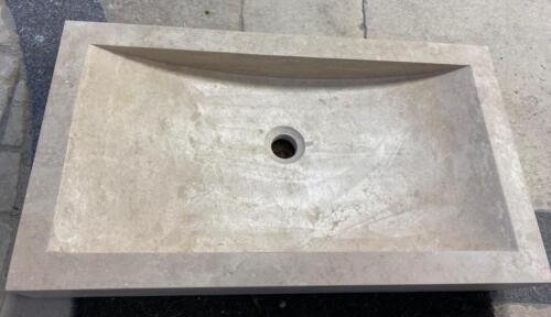 VASQUE DU GARD TRAVERTIN CLAIR sans trou robinetterie 70 x 39 x 10cm