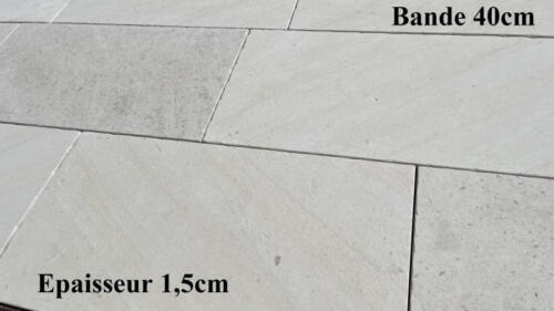 MONTAGNAC CRÈME Brossé arêtes vives Bandes longueurs libres, largeur 40cm Epaisseur 1,5cm