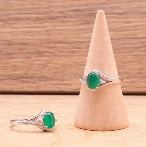 BAGUE ARGENT 925 MODÈLE 10 CHRYSOPRASE AA+ (1 PIÈCE)