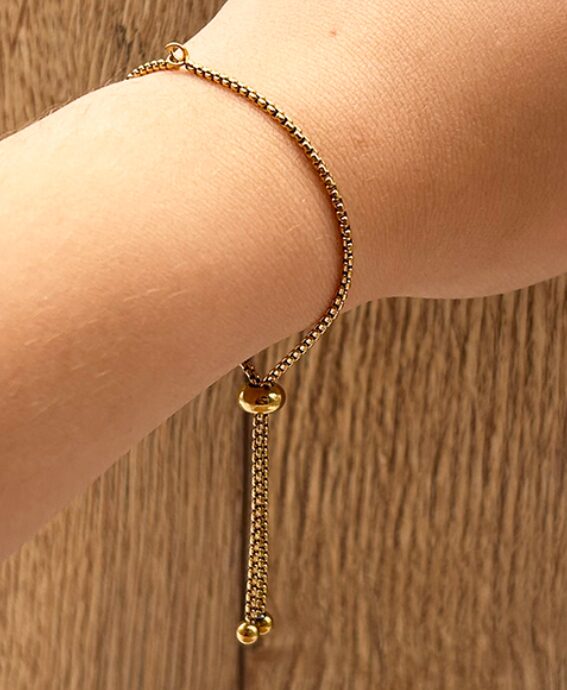 CHAÎNE DE BRACELET 12CM MAILLE VÉNITIENNE FERMOIR COULISSANT DORÉE - 05 ACIER INOXYDABLE