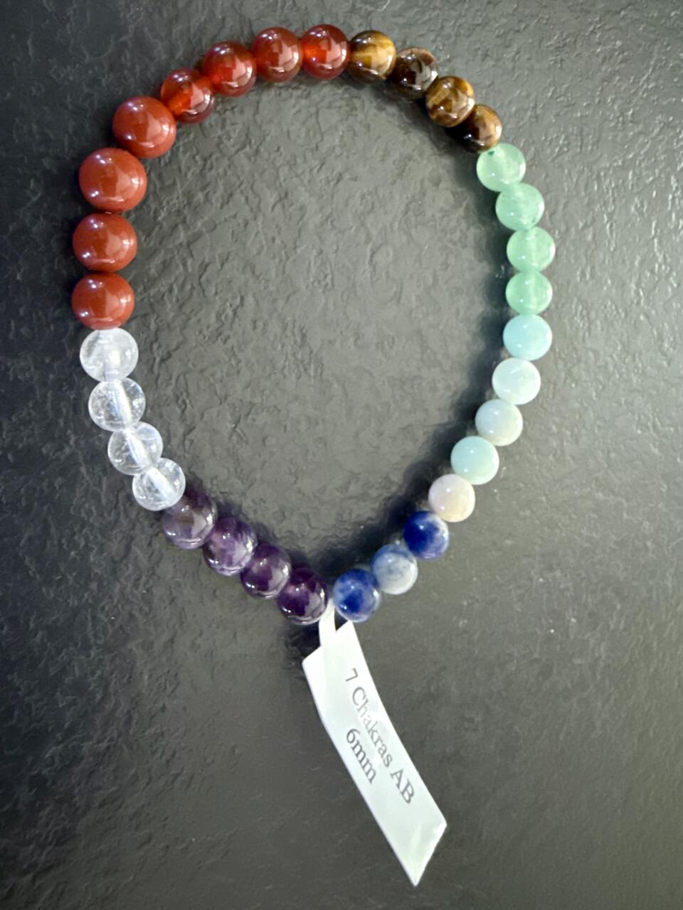 BRACELET BOULE 06MM 7 CHAKRAS AB - Prix à l'unité – Image 2