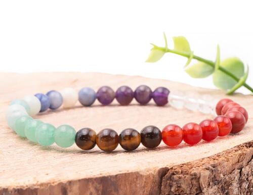 BRACELET BOULE 06MM 7 CHAKRAS AB