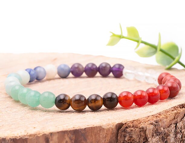 BRACELET BOULE 06MM 7 CHAKRAS AB