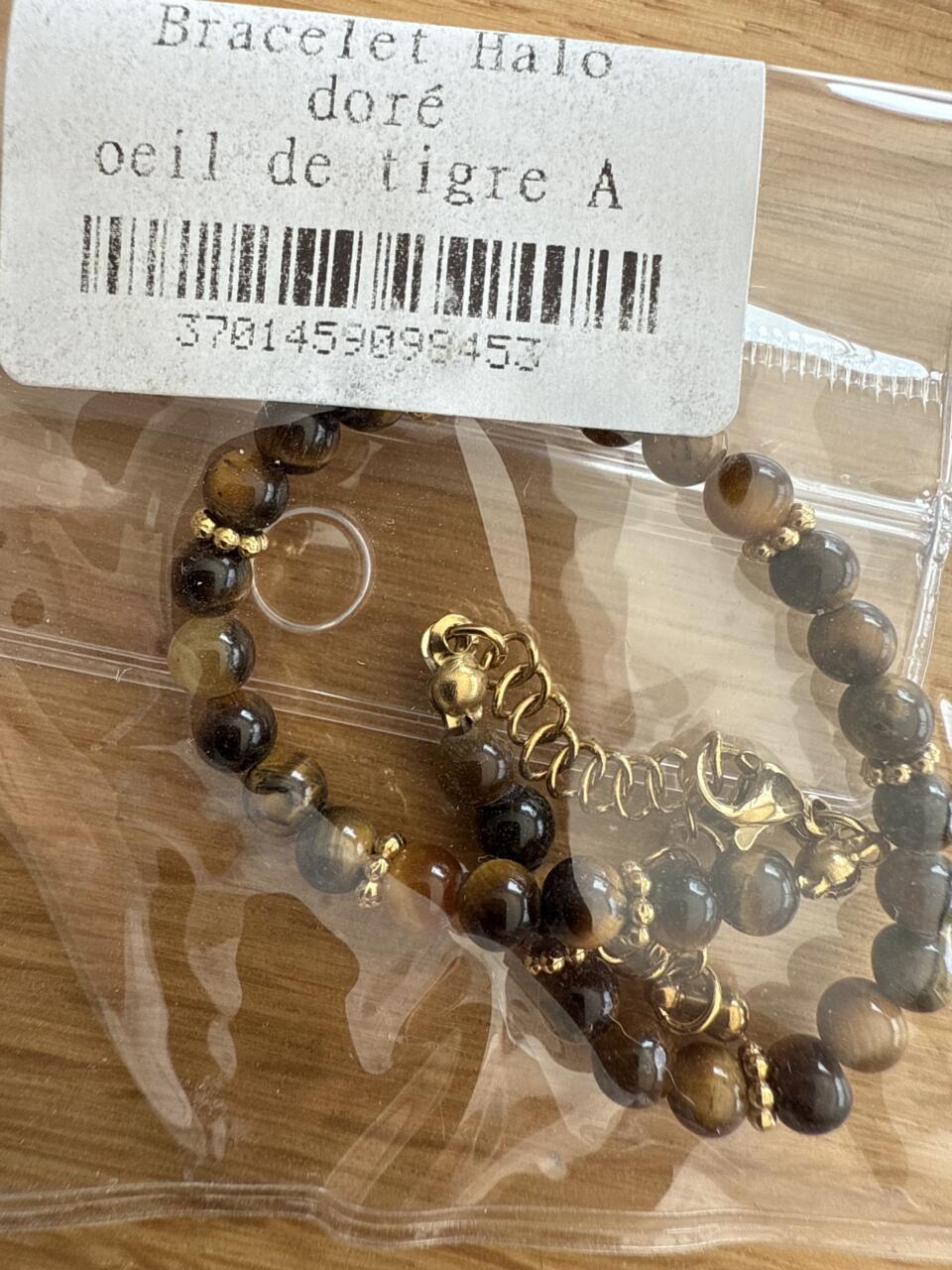 BRACELET HALO DORÉ OEIL DE TIGRE A