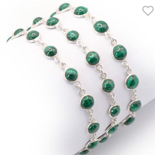 Bracelet argent 925 malachite AA modèle 1 n°0342 (1 pièce) 8,25g
