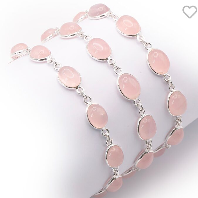 Bracelet argent 925 quartz rose AA modèle 3 n°0416 (1 pièce) 9,86g