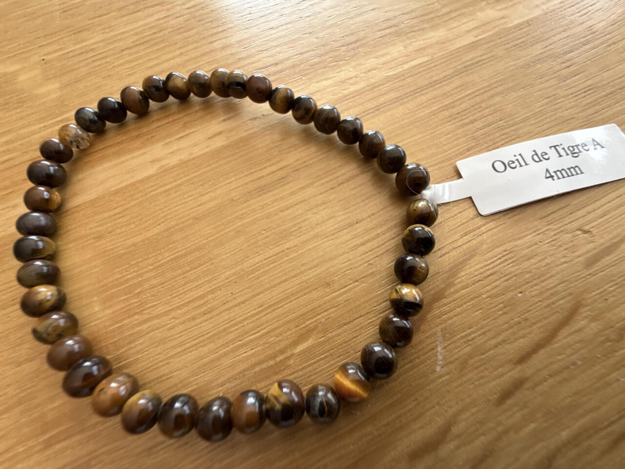 Bracelet boule 4mm Oeil de Tigre A