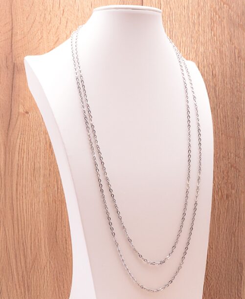 CHAÎNE 70CM RÉGLABLE MAILLE FORÇAT ARGENTÉE - 06 ACIER INOXYDABLE