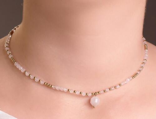 COLLIER AURÉLA DORÉ QUARTZ ROSE A