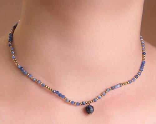 COLLIER AURÉLA DORÉ SODALITE A