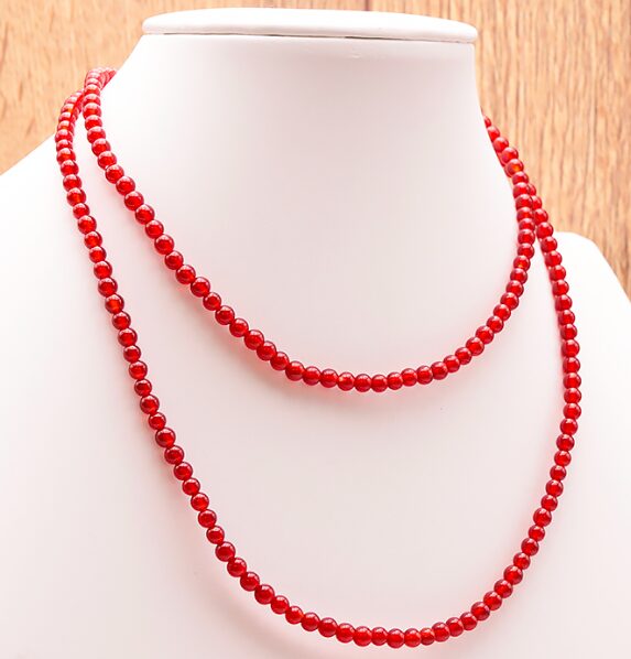COLLIER BOULE 04MM CORNALINE ROUGE AA