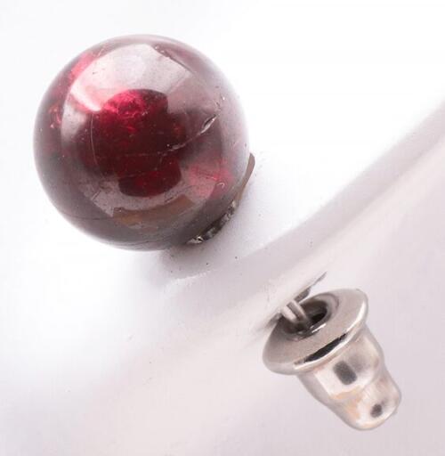 BOUCLE D'OREILLE MODÈLE 04 BOULE DE 8MM GRENAT ROUGE