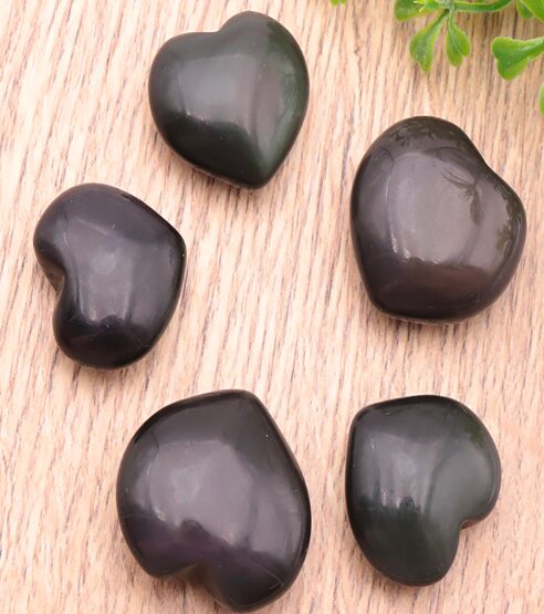 GALET COEUR 25 À 30MM OBSIDIENNE OEIL CÉLESTE AA