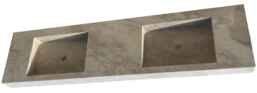 VASQUE DOUBLE VALBONNE 160 TRAVERTIN BEIGE 160 x 50 x 12cm Sans trous robinetterie