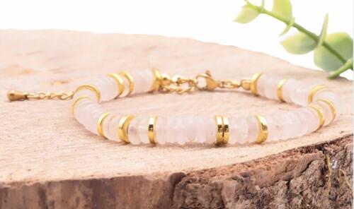 BRACELET ONA DORÉ QUARTZ ROSE A