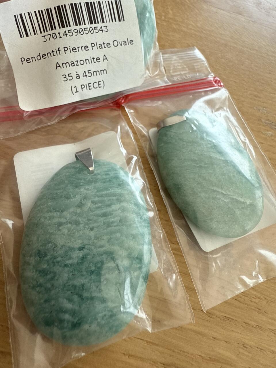 PENDENTIF PIERRE PLATE OVALE AMAZONITE A