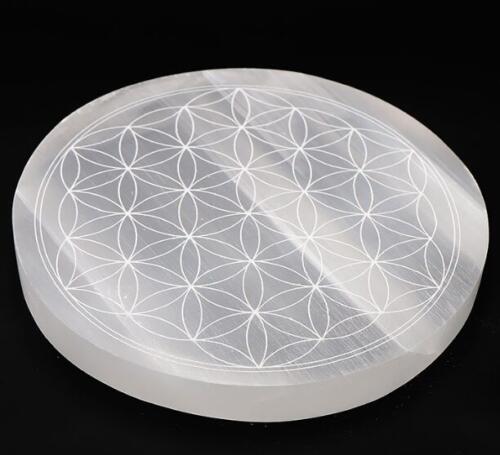 PLAQUE SÉLÉNITE A+ FLEUR DE VIE 140MM (1 PIÈCE) - 02