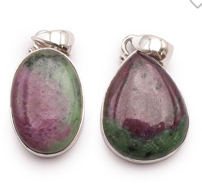 Pendentif argent 925 rubis zoisite AA+ N°2845 ( 24.48g)