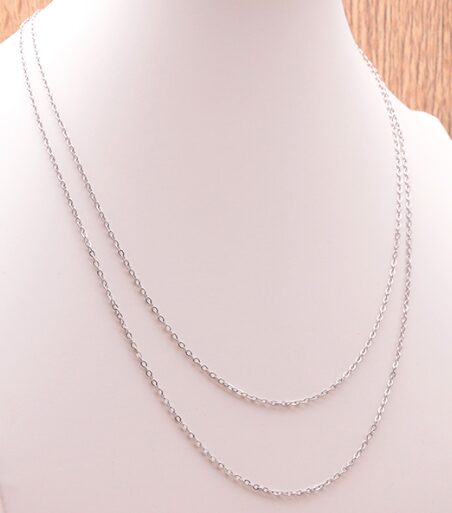 CHAÎNE 45CM RÉGLABLE MAILLE FORÇAT ARGENTÉE - 02 ACIER INOXYDABLE