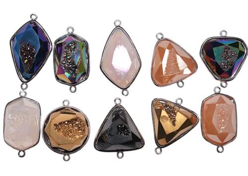 connecteurs en cristal synthétique et laiton argenté aléatoire