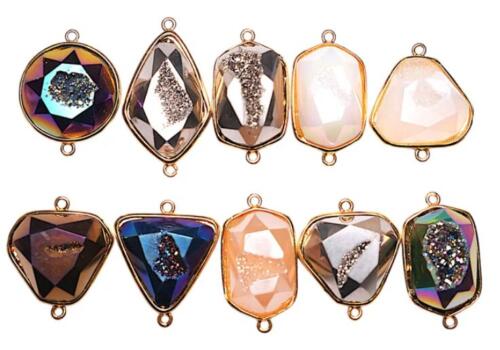 connecteurs en cristal synthétique et laiton doré aléatoire