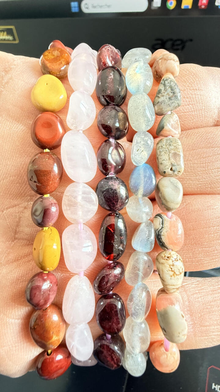 BRACELET PIERRES ROULÉES MIXTE A