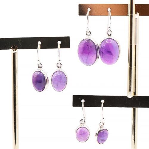 BOUCLES D'OREILLES ARGENT 925 AMÉTHYSTE AAA MODÈLE 2 (1 PAIRE) 5,30G N°1A0224