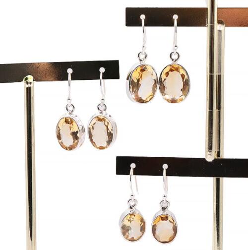 BOUCLES D'OREILLES ARGENT 925 CITRINE NATURELLE FACETTÉE AAA MODÈLE 2 (1 PAIRE) 5,90G N°1A0224
