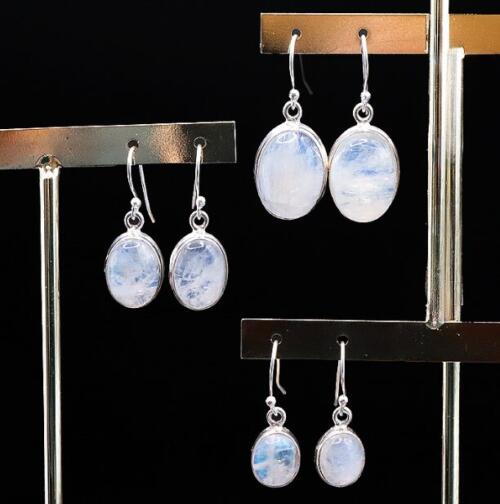 Paire De Boucles D'oreilles En Argent Avec Pierre (L45) - Occasion