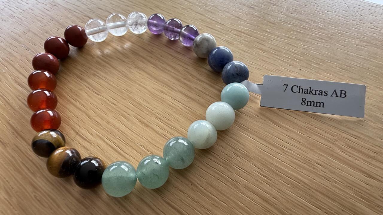 BRACELET 7 CHAKRAS AB BOULE 8MM