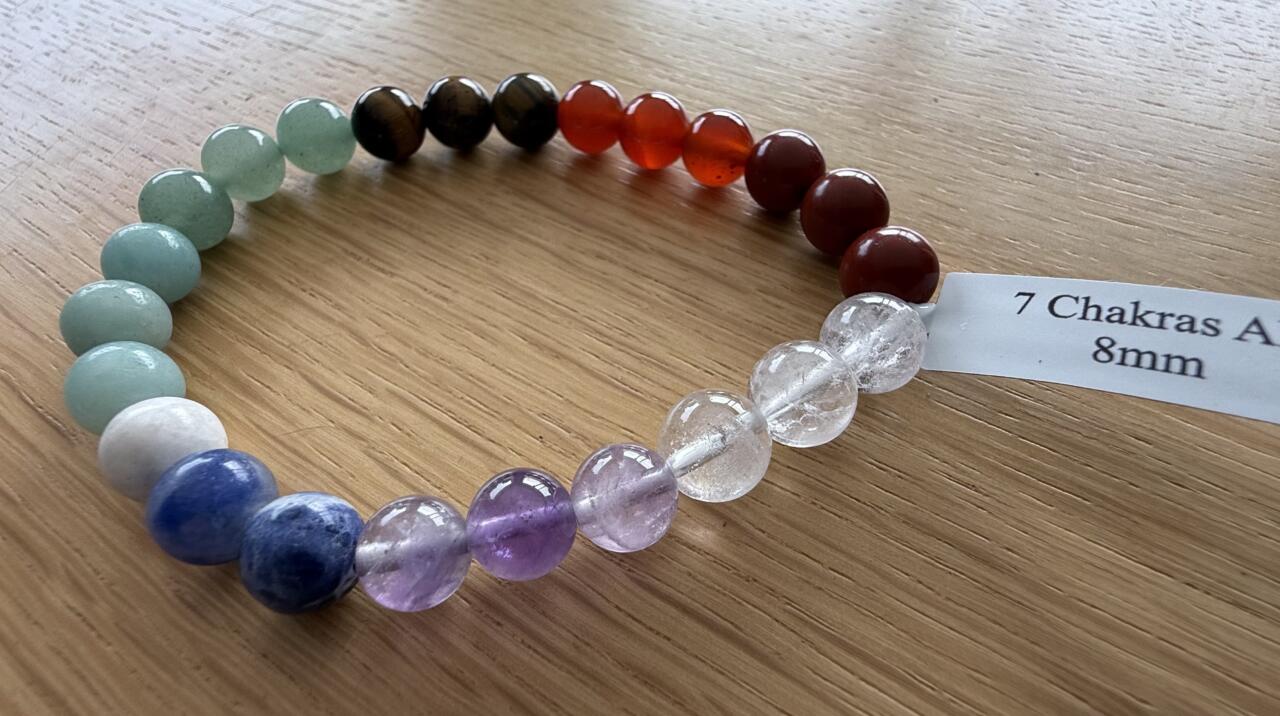 BRACELET BOULE 08MM 7 CHAKRAS AB - Prix à l'unité – Image 2