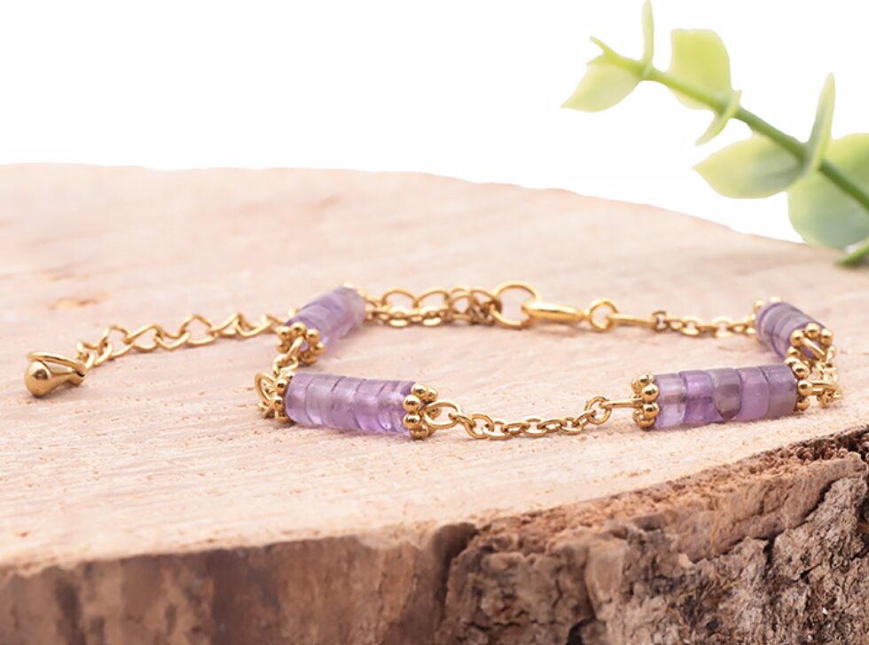 BRACELET ORANE DORÉ AMÉTHYSTE A