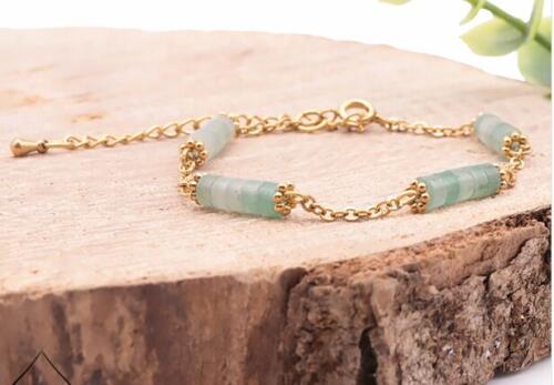 BRACELET ORANE DORÉ AVENTURINE VERTE A