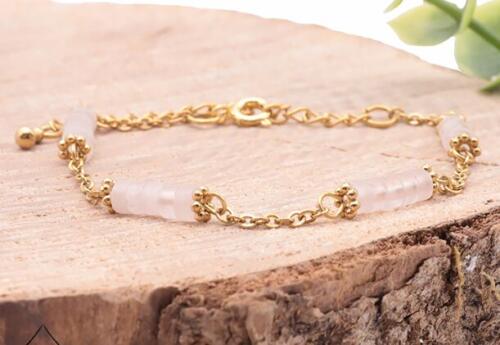 BRACELET ORANE DORÉ QUARTZ ROSE A