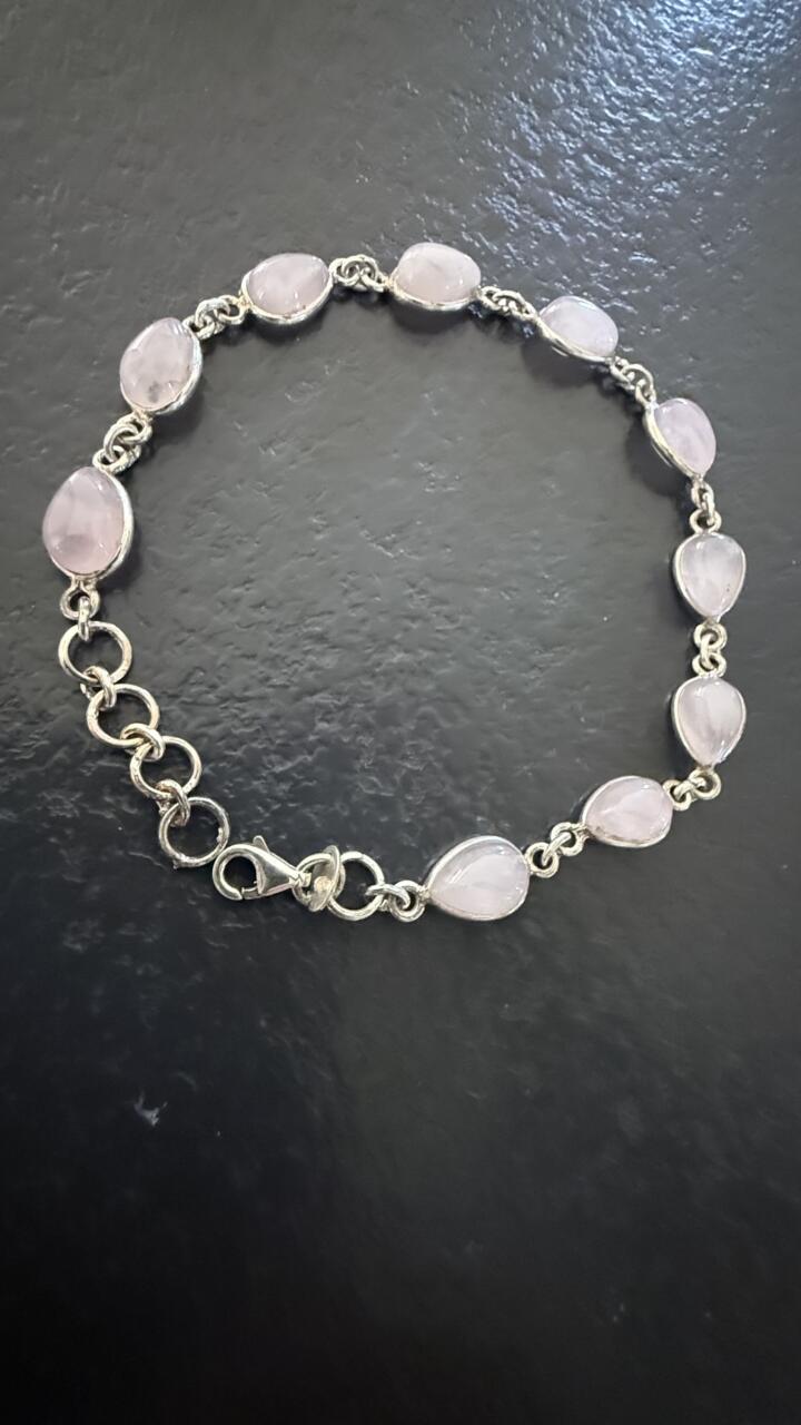Bracelet Argent 925 Quartz Rose AA MODELE 4