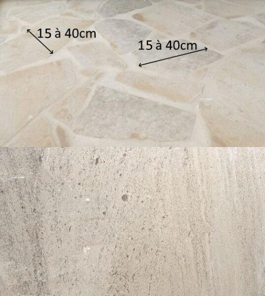 PETIT OPUS INCERTUM DU PORTUGAL Epaisseur 2cm (Chute de débitage à ajuster à la pose) 15 à 40cm x 15 à 40cm