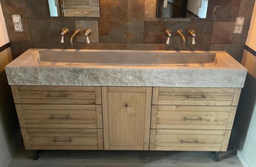 Vasque évier Ferrals Les Montagne en pierre de Dordogne Montaganc Gris