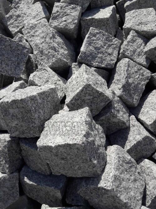 Pavé granit 10x10x10cm gris clair silver grey cobbles
