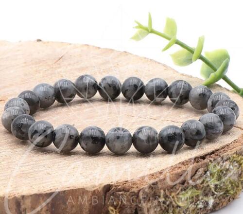 BRACELET BOULE 08MM LARVIKITE A